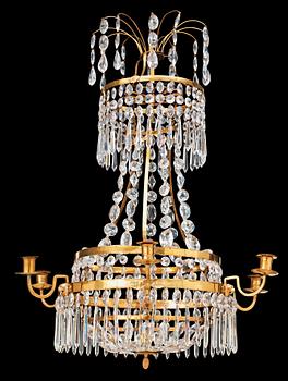 A late Gustavian early 19th century seven-light chandelier.