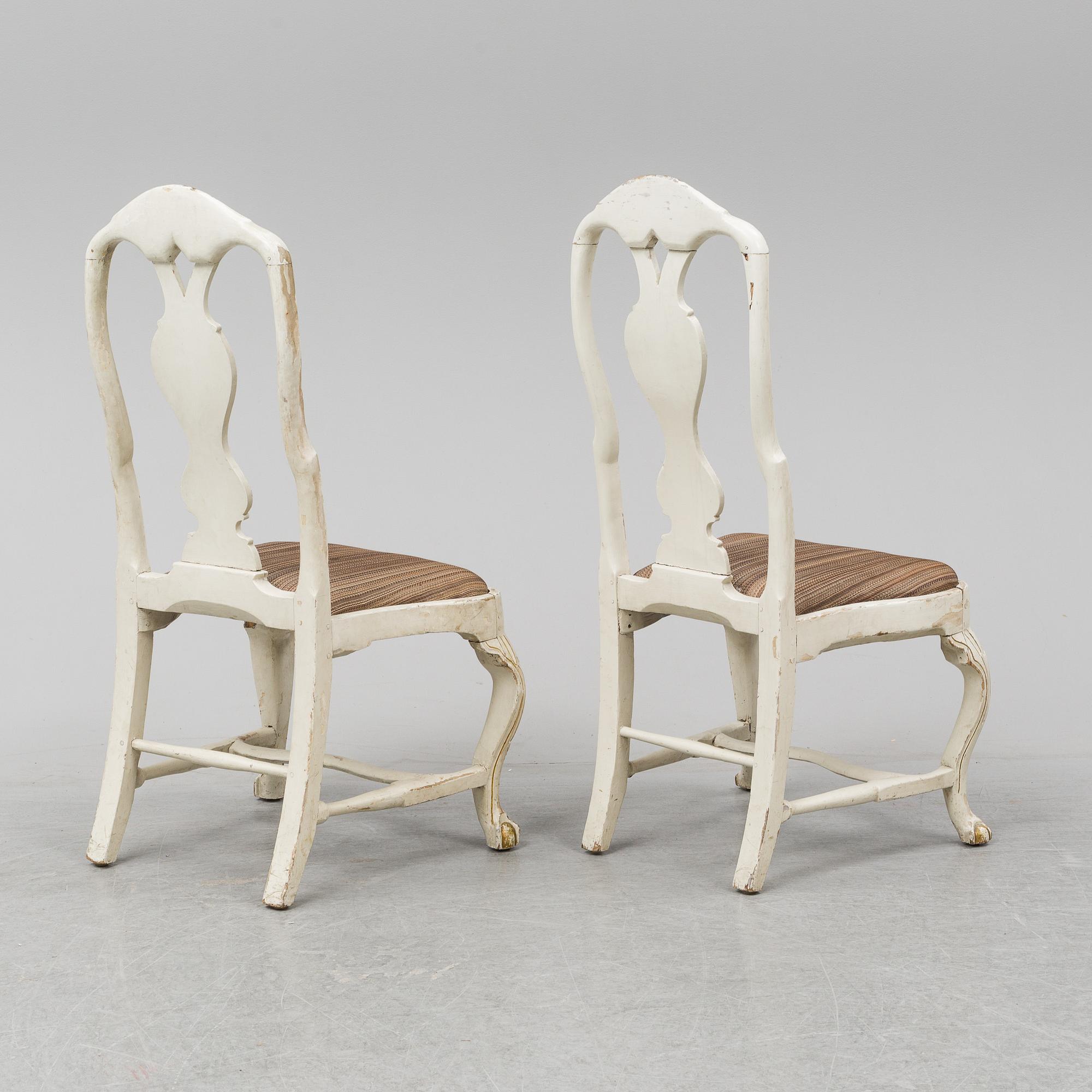 STOLAR, ett par, senbarock, 1700-talets mitt.