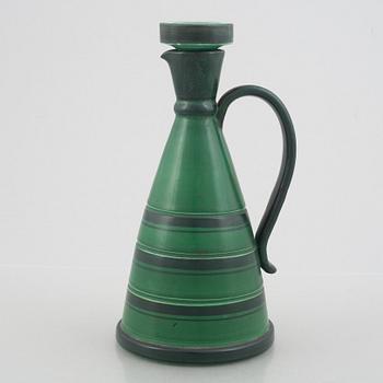 Eva Jancke Björk, a faience decanter with stopper, Bo Fajans, Gävle, 1934-43.