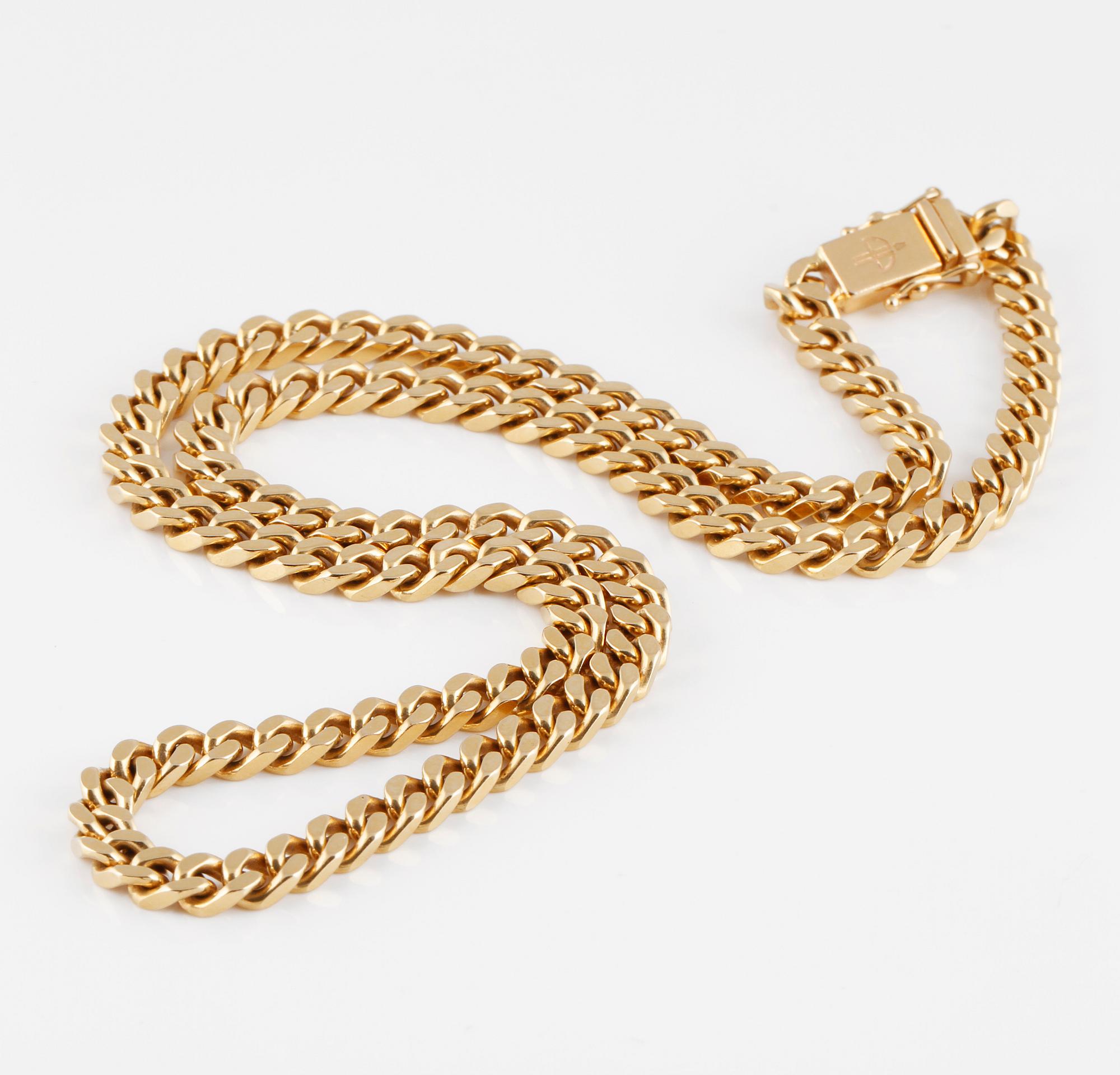 HALSLÄNK, 18K guld, Balestra, Italien, kattfotstämplad. Vikt 48,9 gram.