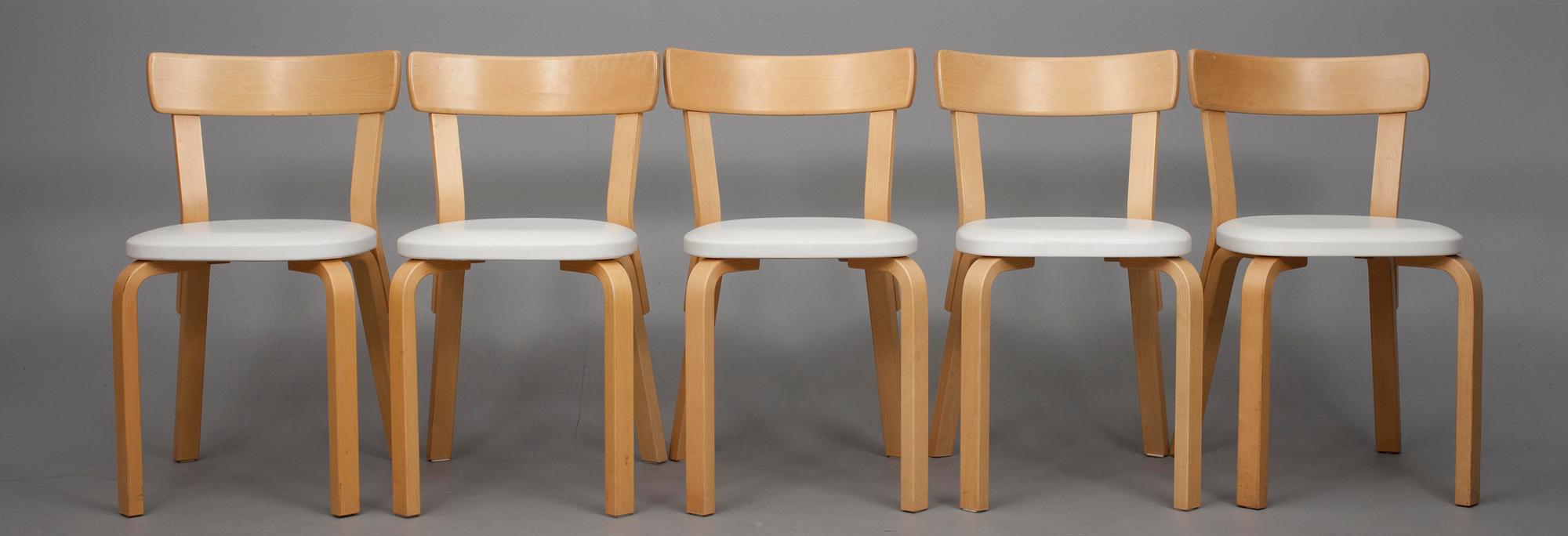 BORD, modell 81B samt STOLAR, 5 st, modell 69, Alvar Aalto, Artek.