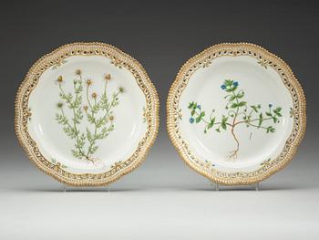 Four Royal Copenhagen 'Flora Danica' dishes, Denmark, 20th Century.