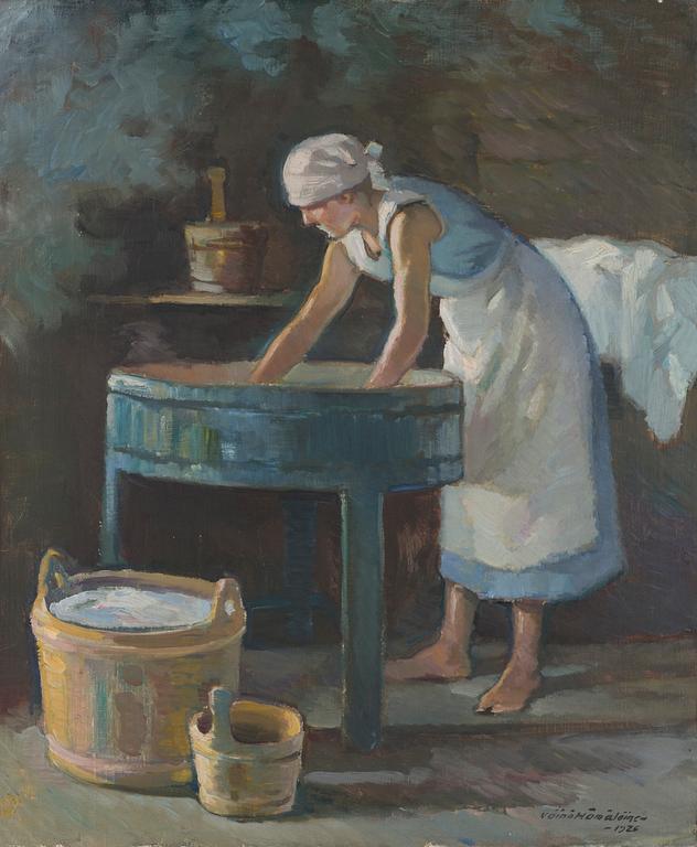 VÄINÖ HÄMÄLÄINEN, A WASHER WOMAN.