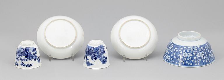 PARTI PORSLIN, 3 delar, bl a Jiaqing, Kina, 1700/1800-tal.