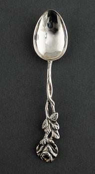 22 swedish silver spoons and one ladle, from the 19th and 20th century.