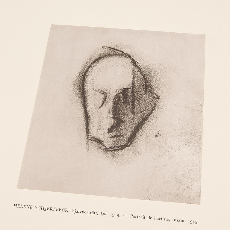 HELENE SCHJERFBECK, mapp med 48 reproduktioner, Gotthard Johansson, numrerad 63/500, Nordisk Rotogravyr Stockholm 1945.