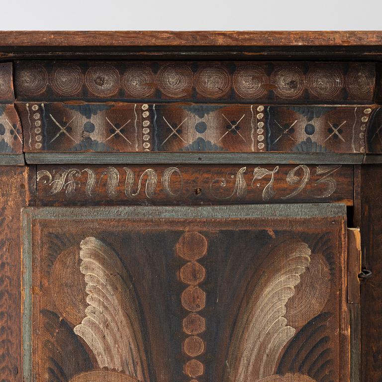 Corner cabinet, folk art, dated 1795.