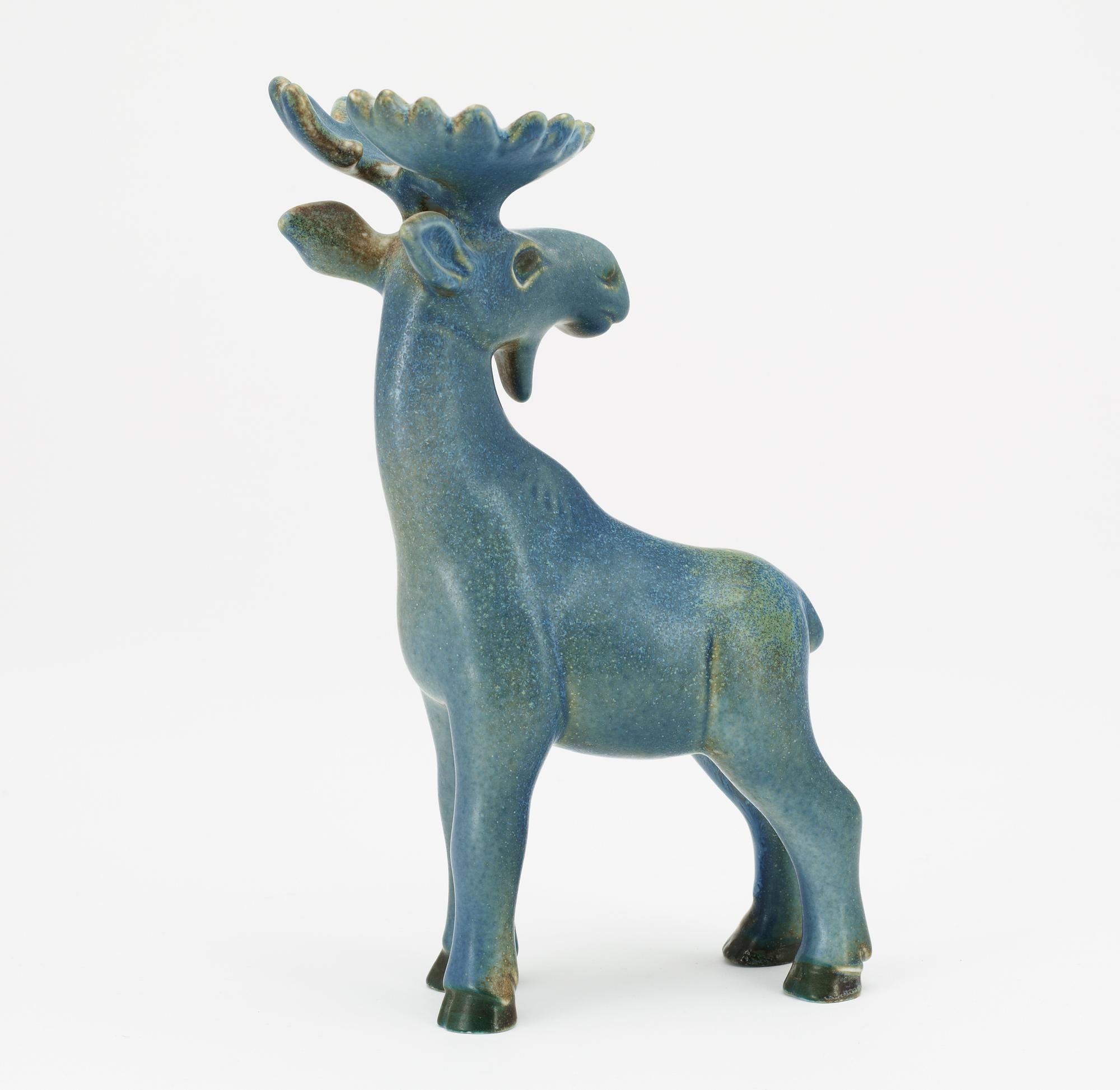 A Gunnar Nylund stoneware figure of a moose, Rörstrand.