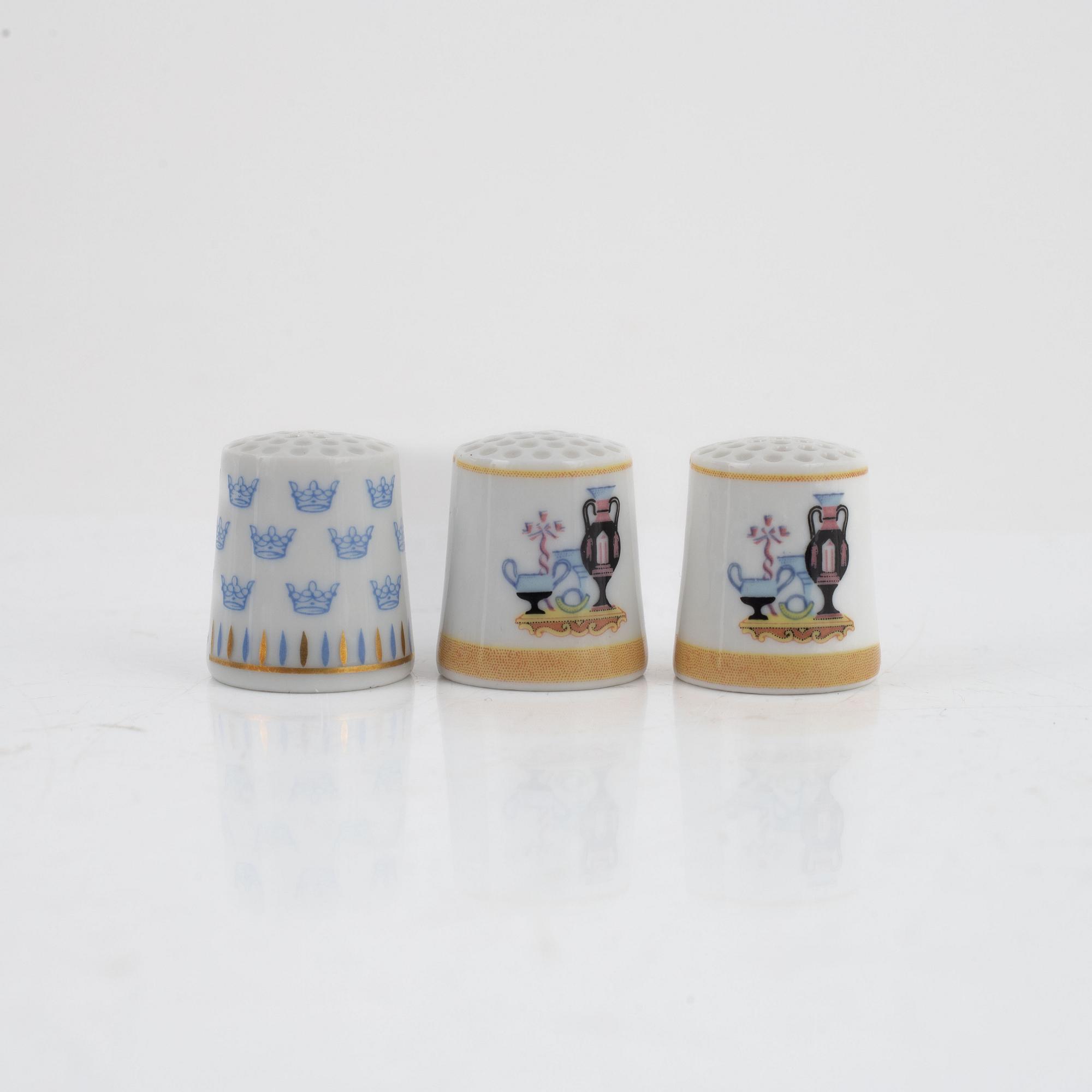 23 porcelain thimbles, "Rörstrand genom seklerna", Rörstrand, Sweden.