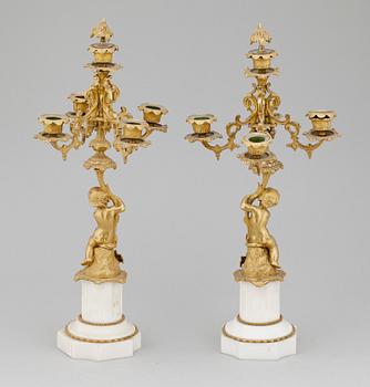 KANDELABRAR, ett par, nyrokoko, 1800-talets andra hälft.