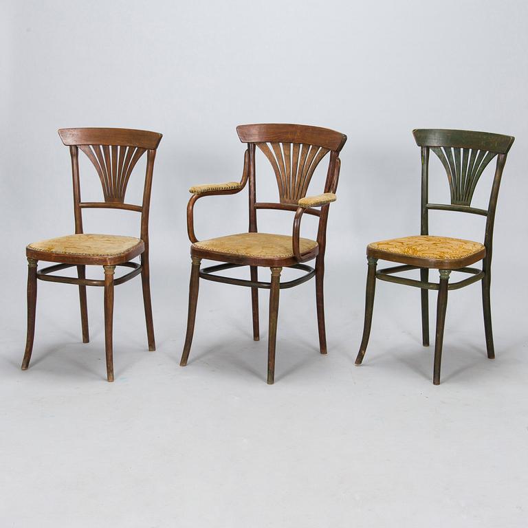 Thonet, 6 stolar, karmstol och soffa, Österrike, 1900-talets början.