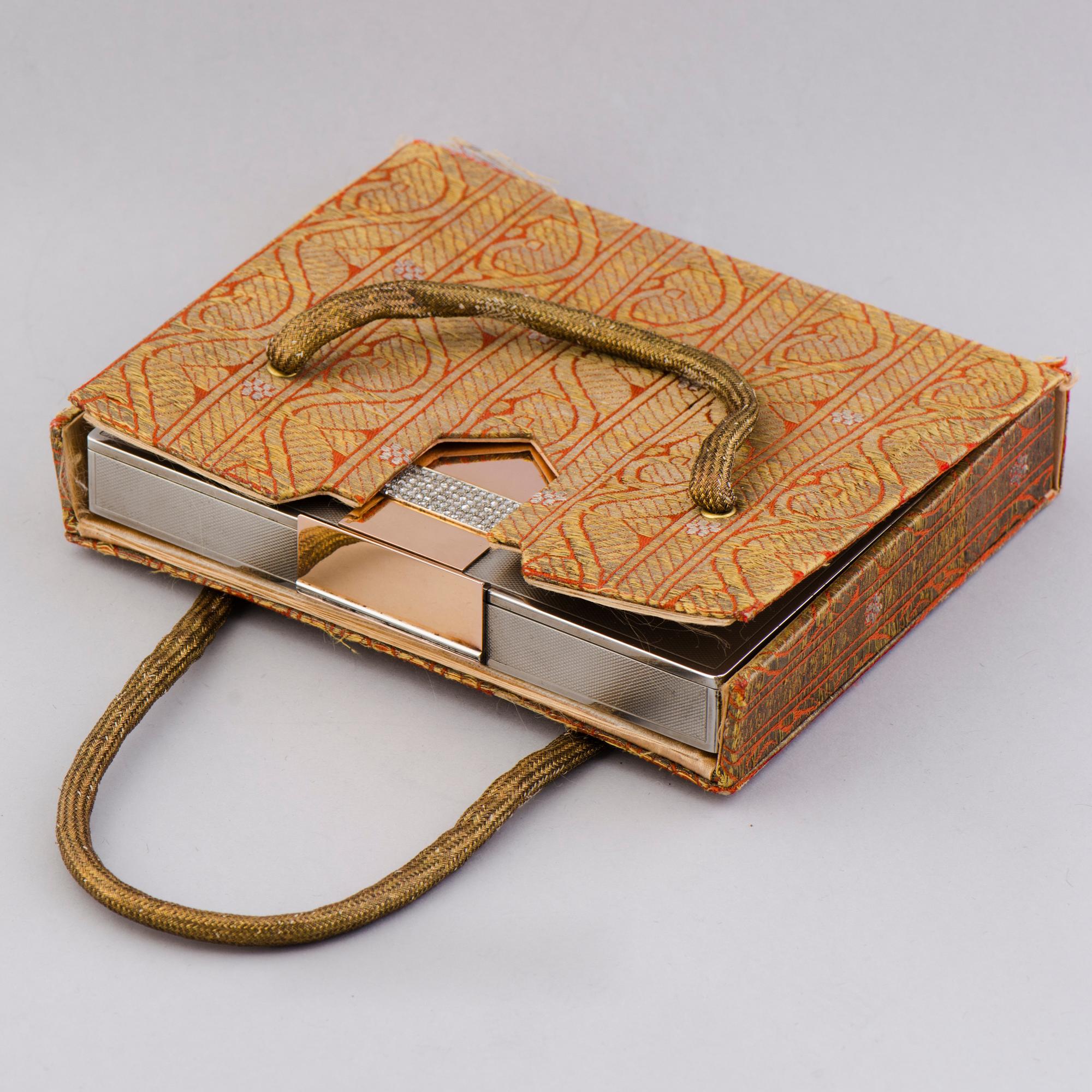MAKE-UP VÄSKA, vitmetall, 18K guld, rosenslipade diamanter. Van Cleef & Arpels, Paris 1930-tal.