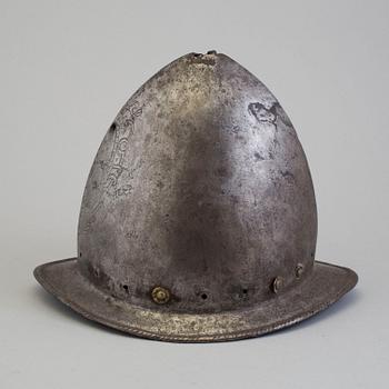 A 16th century cabasset helmet.