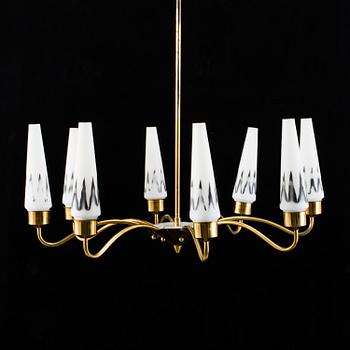 1950 brass and glass ceiling light.