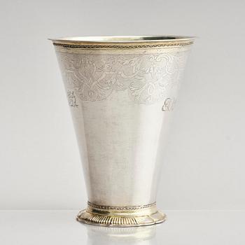 A Swedish parcel-gilt silver beaker, mark of Christoffer Wasserman, Lindesberg 1763.