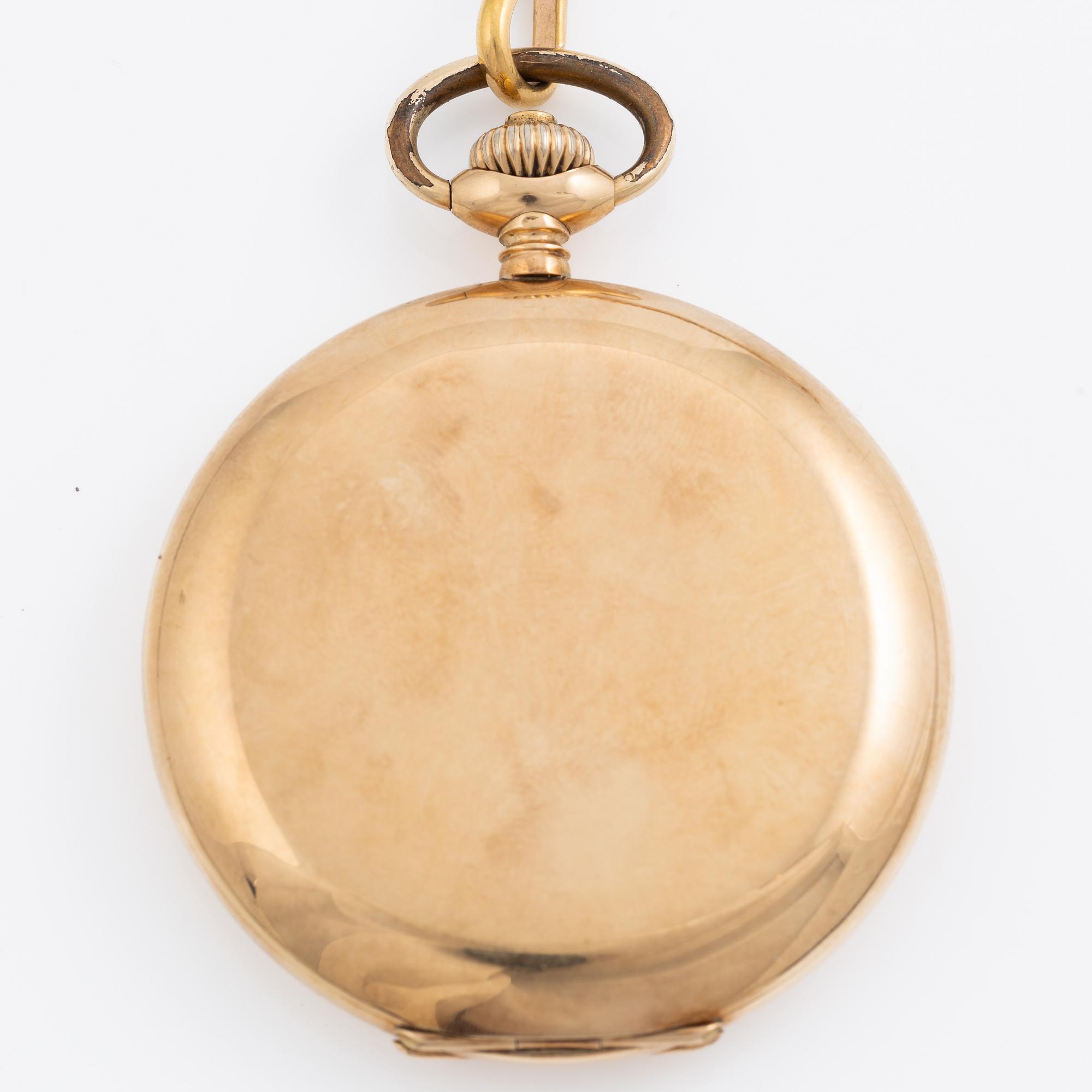 Omega, pocket watch, hunter, 14K gold, 51.5 mm.
