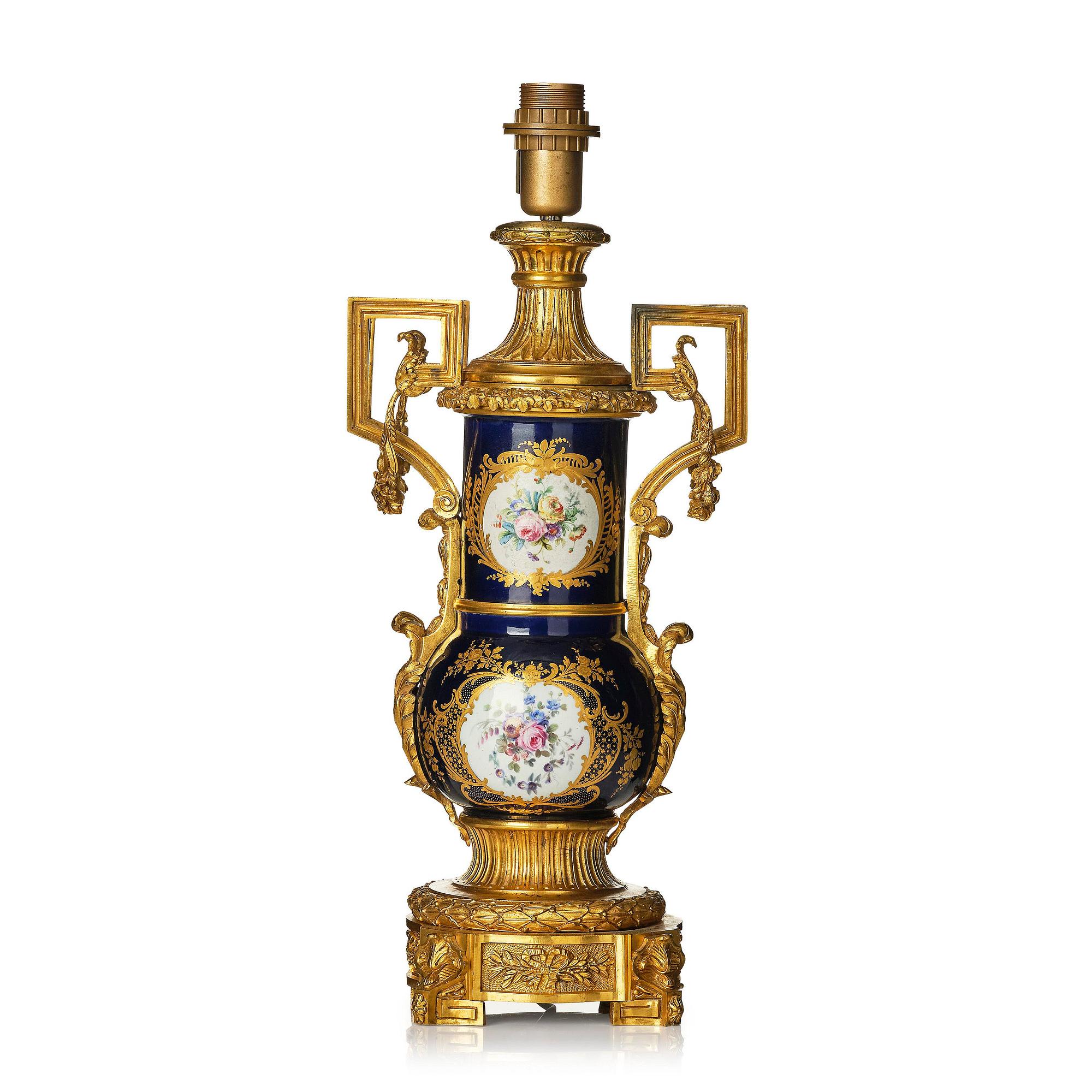 A 'Sèvres' gilt bronze table lamp, France, circa 1900.