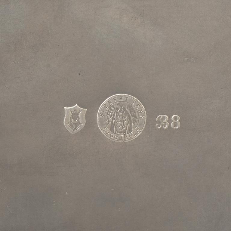 Anna Petrus, & Estrid Ericson, a pewter cigar box with cover by Svenskt Tenn, Stockholm 1928.
