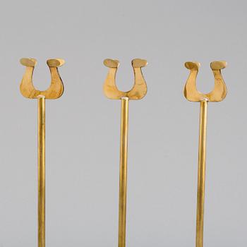 10 CARD STANDS, brass, 20th century.