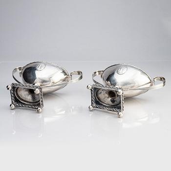 Two Swedish early 19th century Gustavian silver sugar-bowls with lids, mark of Anders Risén and Sven Pihlgren.