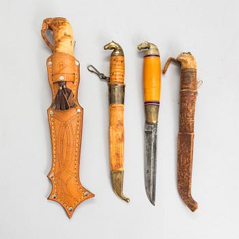 A set of ten 20th century Finnish and Swedish puukko knives.