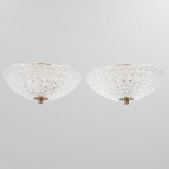 Carl Fagerlund, a pair of ceiling lamps, Orrefors, second half of the 20th Century.