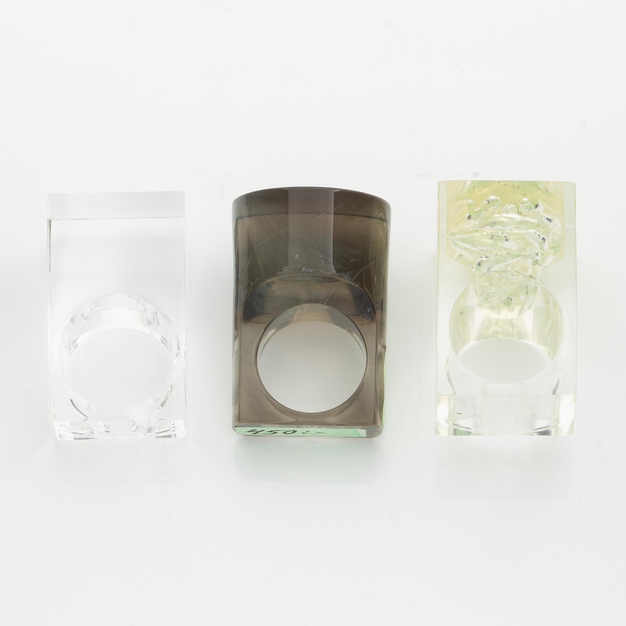 Siv Lagerström, three rings, acrylic plastic, 1970s.
