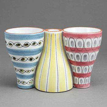 VAS / LJUSSTAKE, fajans, "Snurran", Stig Lindberg, Gustavsbergs studio, omkring 1900-talets mitt.