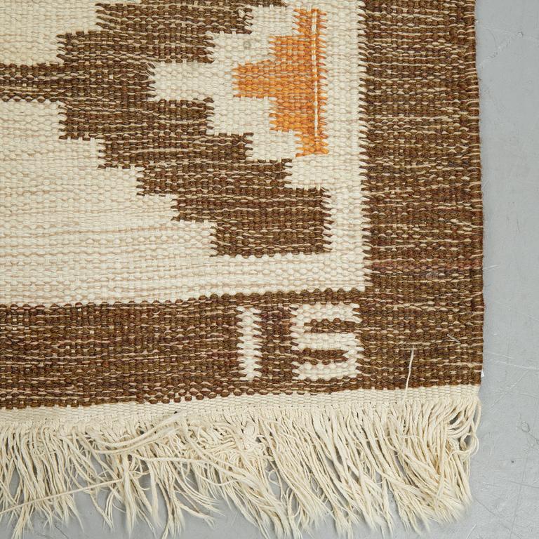 Ingegerd Silow, matto, flat weave, ca 193,5-194,5 x 137-139 cm, signed IS.