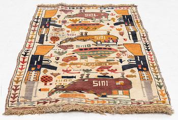 Carpet, oriental, known as War Rug, 1980s-90s. C. 154 x 95 cm.