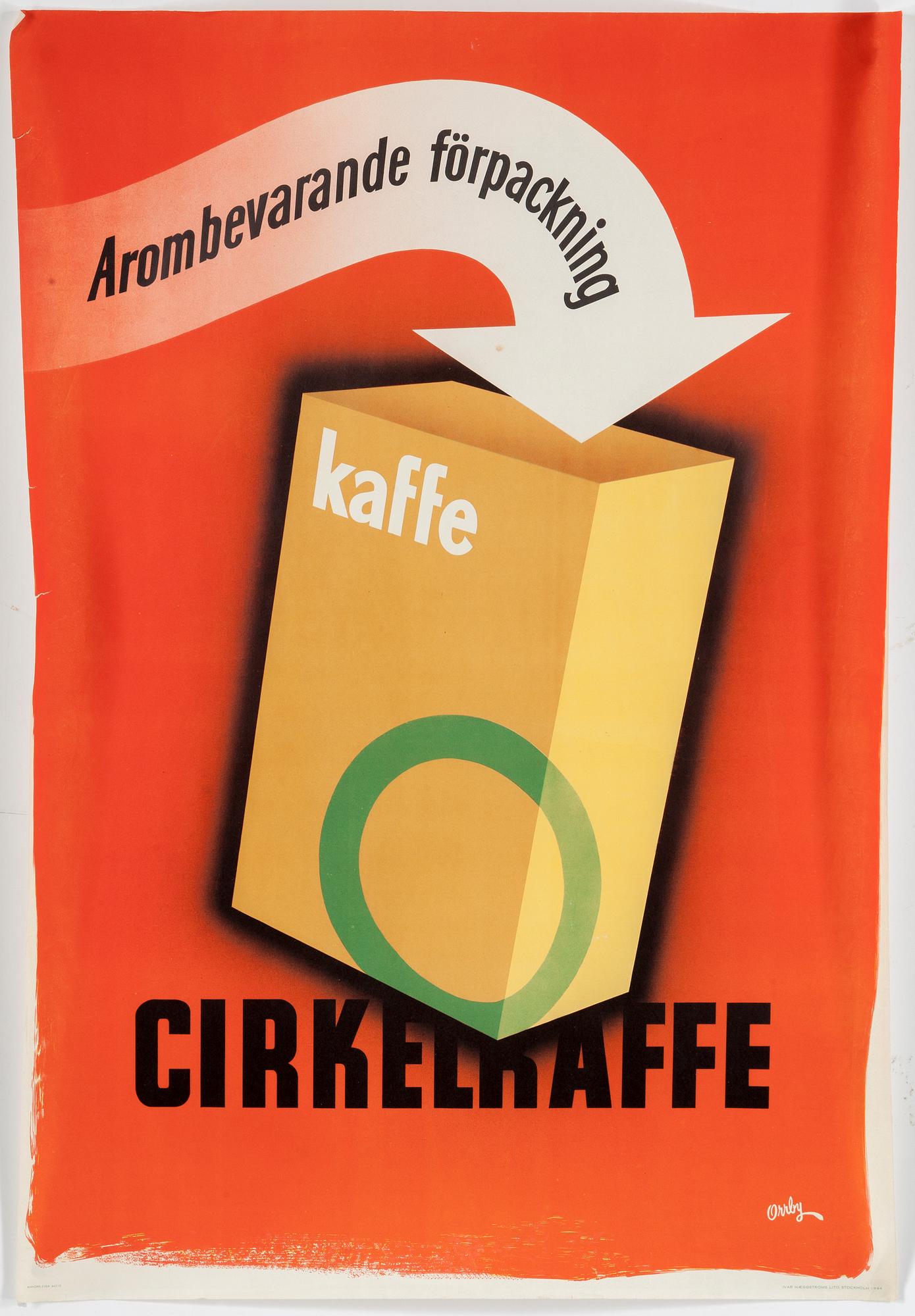 SVEN GUNNAR ORRBY, affisch, Cirkelkaffe, 1944.
