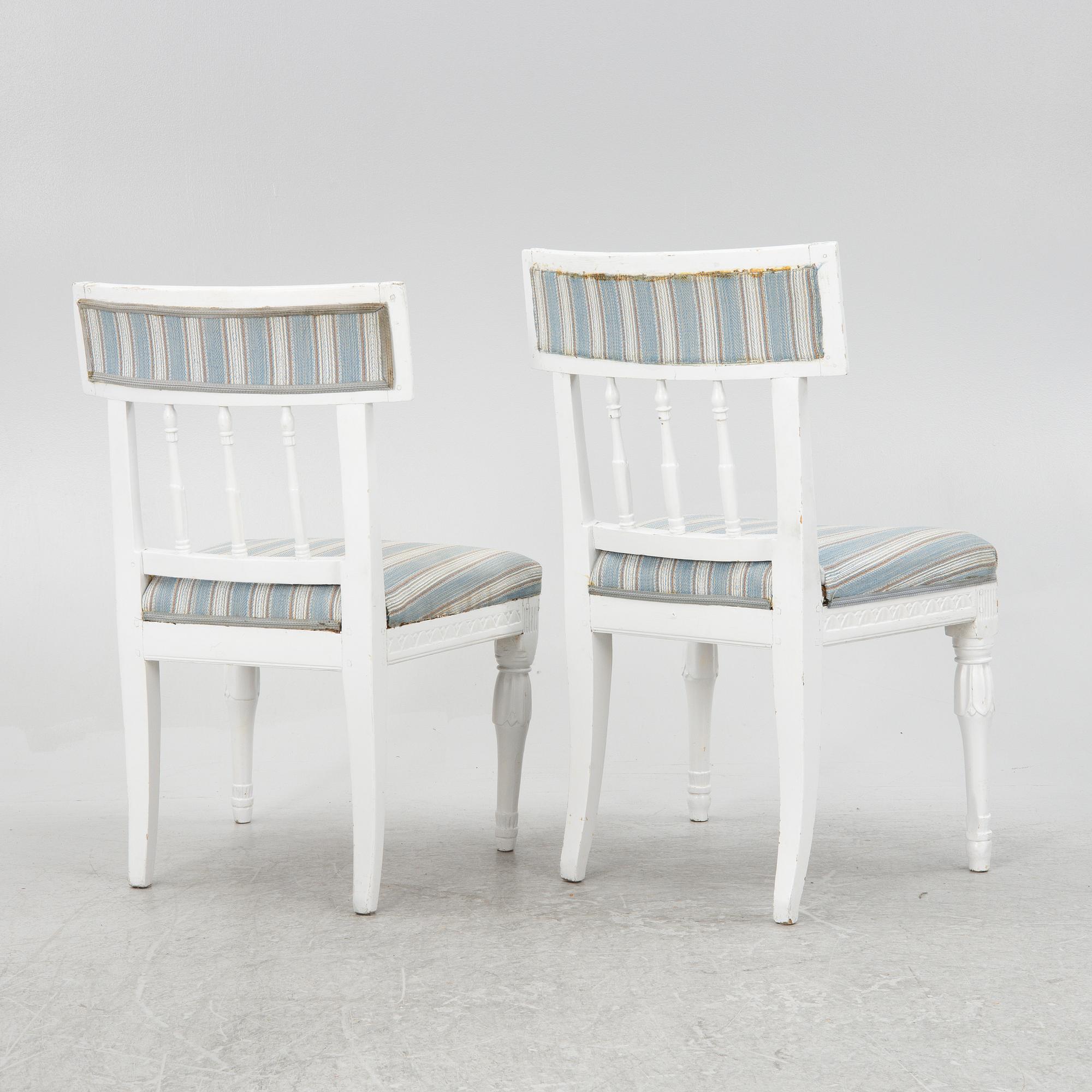 A set of five late Gustavian chairs, circa 1800.