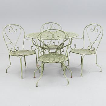 TRÄDGÅRDSMÖBLER, 5 delar, metall, 1900-tal.