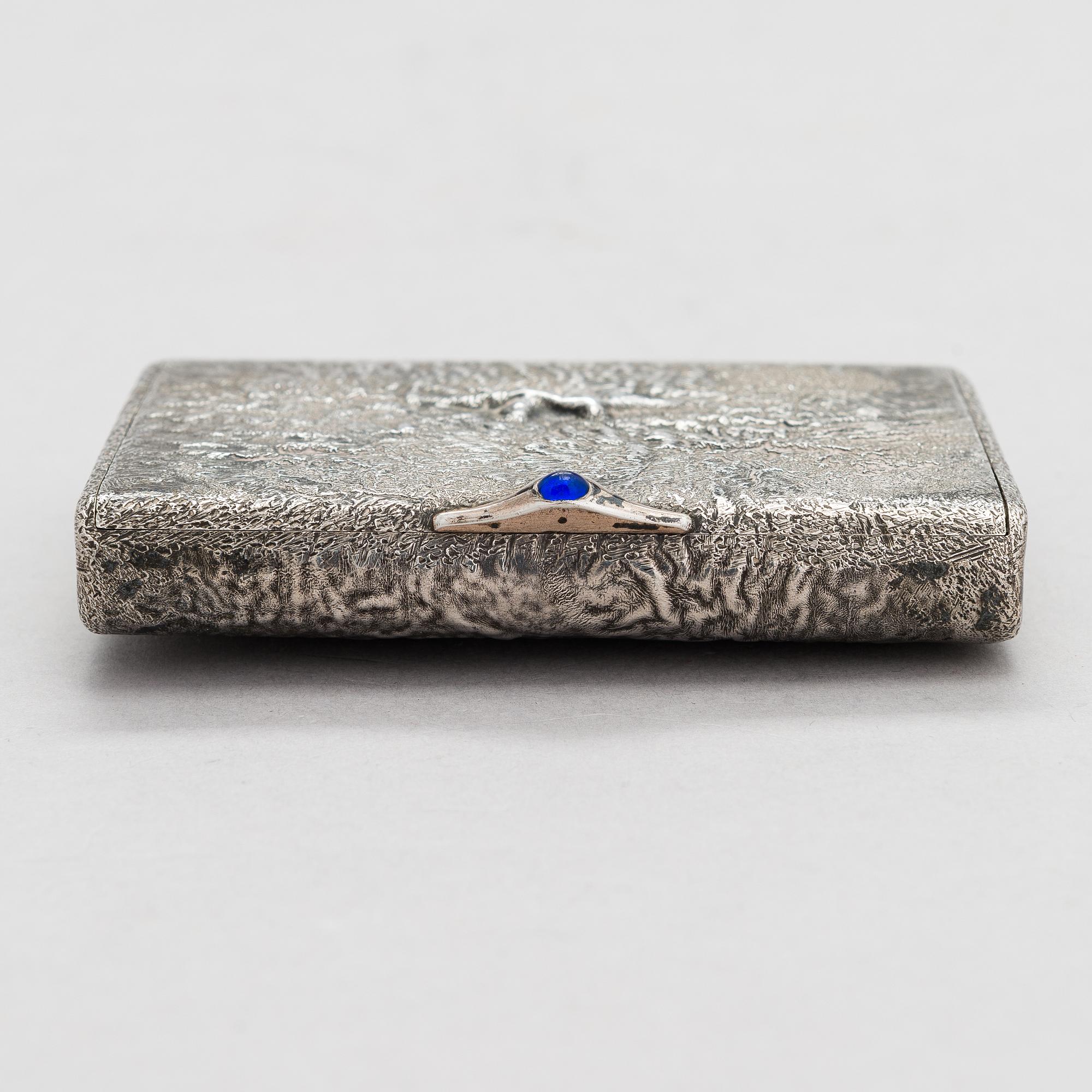 A Russian, early 20th century silver cigarette case, samorodok technique.
