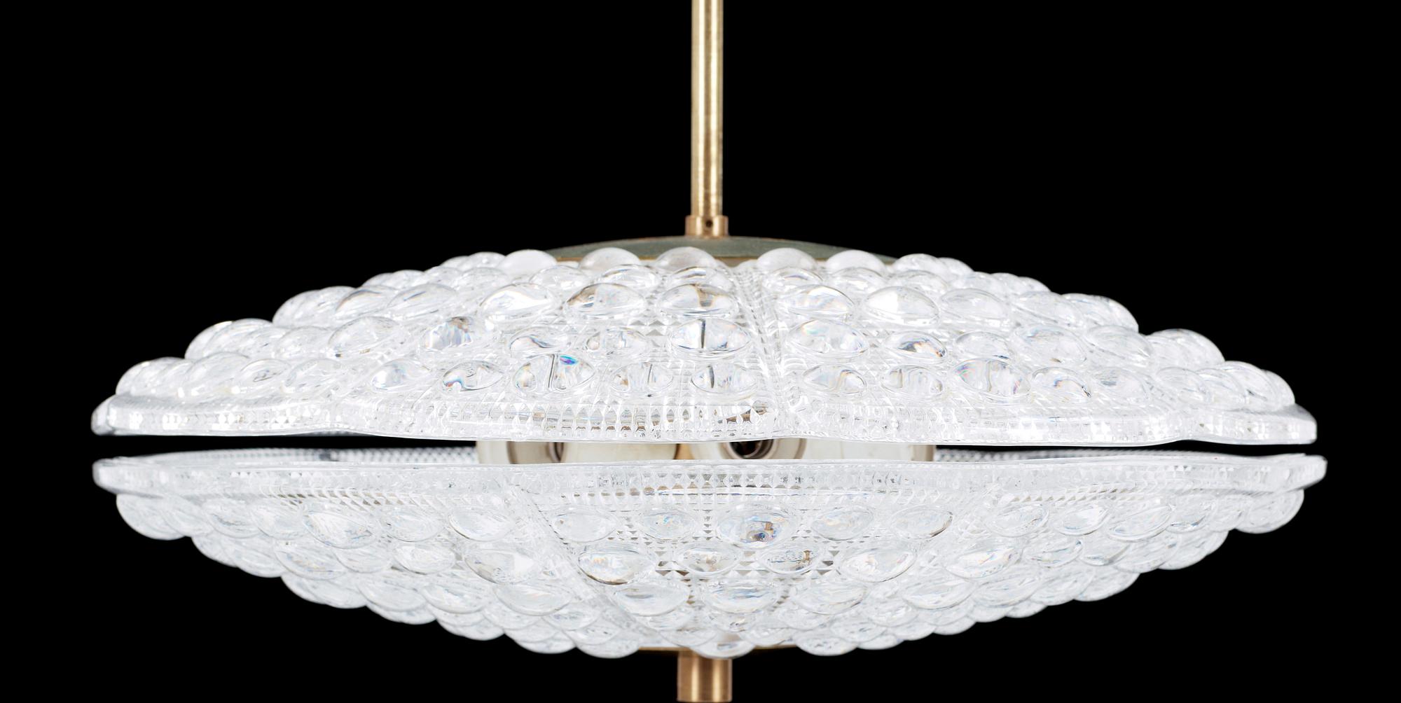 TAKLAMPA, glas, Carl Fagerlund, Orrefors, 1900-talets mitt.