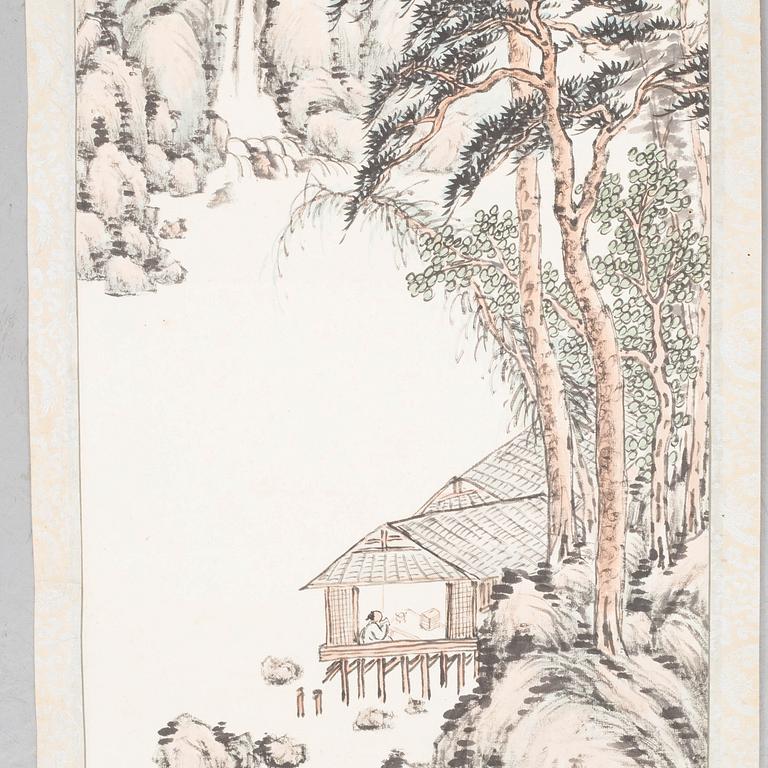 A Chinese hanging scroll, signed Zhu Shan, and dated 1960.