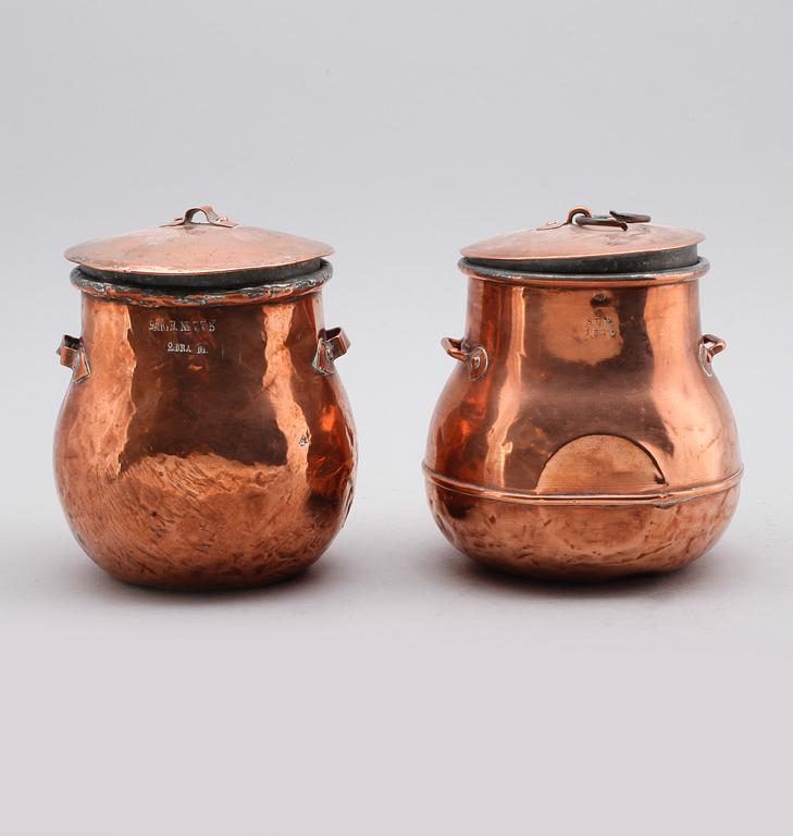 MATKÄRL, 2 st, koppar, 1800-talets andra hälft.