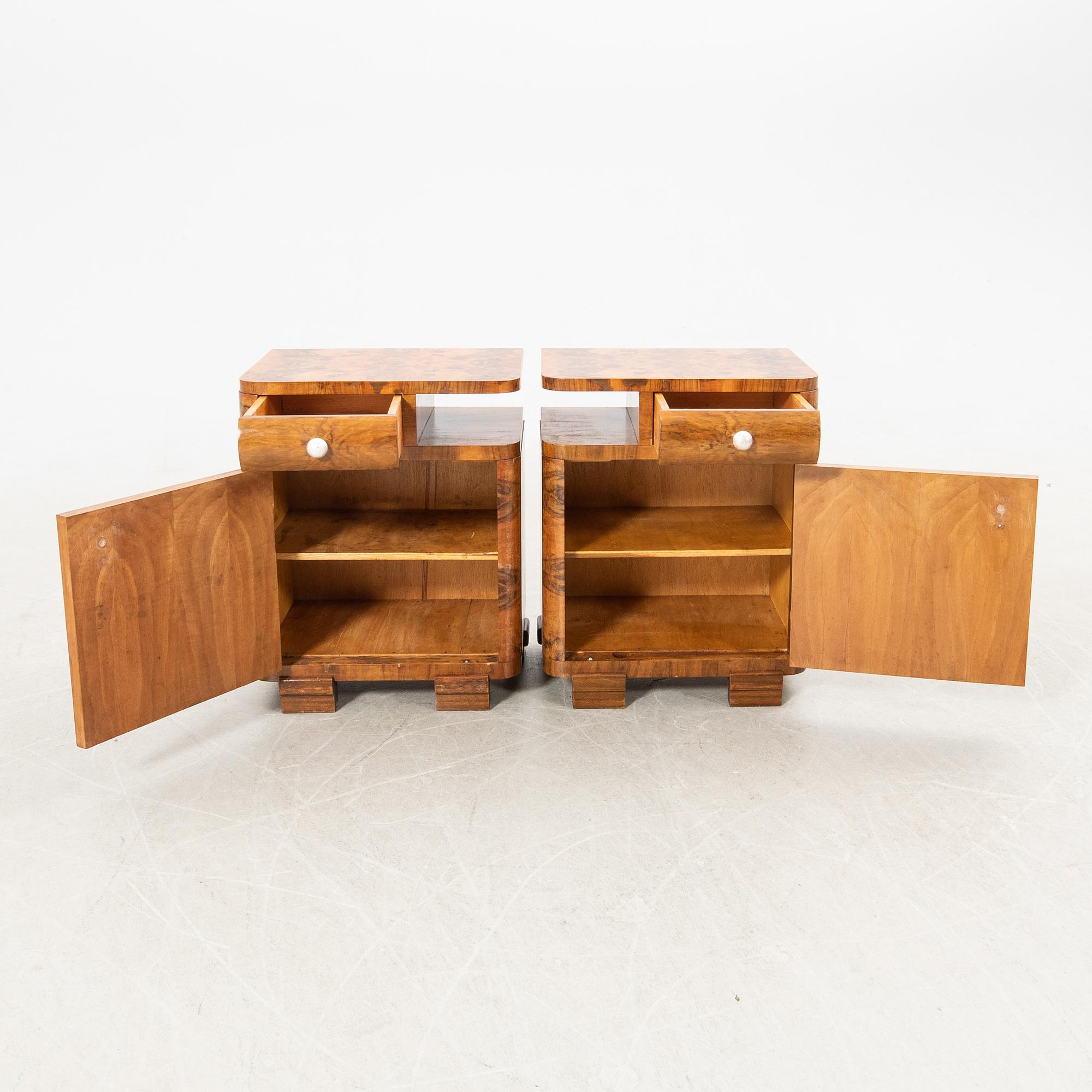Bedside tables, a pair, Art Deco, first half of the 20th century.