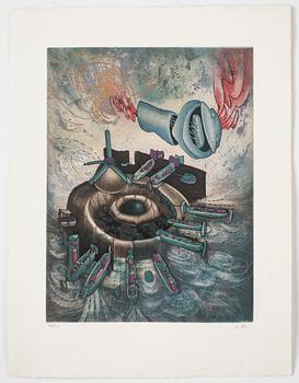 Roberto Matta · ROBERTO MATTA, färgetsning, signerad samt numrerad.