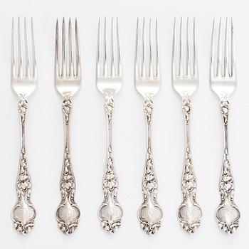 R. Wallace & Sons, bestickuppsättning, 29 dlr, sterling silver, "Violet", Connecticut, Usa tidigt 1900-tal.