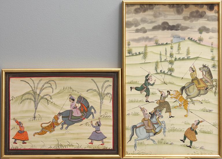 OKÄND KONSTNÄR, 4 st. Indien, 1900-tal sidenmåleri.