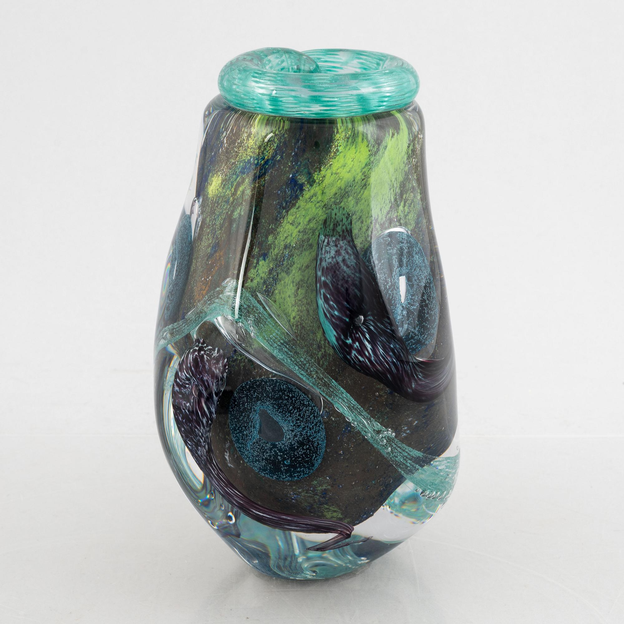 Monica Backström, a unique glass vase, 'Ocean Garden'. Kosta Boda.