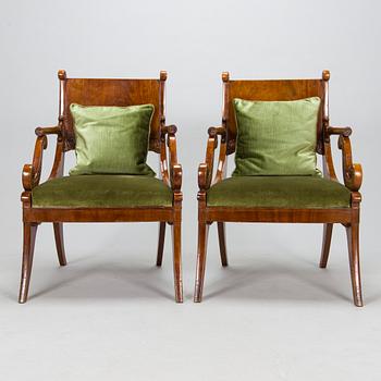 A pair of Empire armchairs, around 1820, the Reign of Alexander I (1801-1825), Russia.