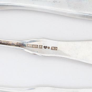 Eric Löfman, bestickservis, 38 delar, silver, modell "Uppsala", MEMA, bl.a. Eskilstuna 2003.