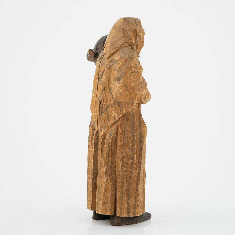 Axel Petersson Döderhultarn, sculpture. Signed. Carved and partly painted wood, height 25 cm.