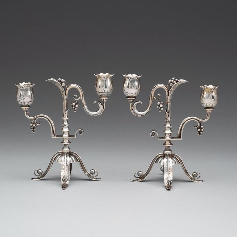 A pair of  K. Anderson silver candelabra, Stockholm 1930.