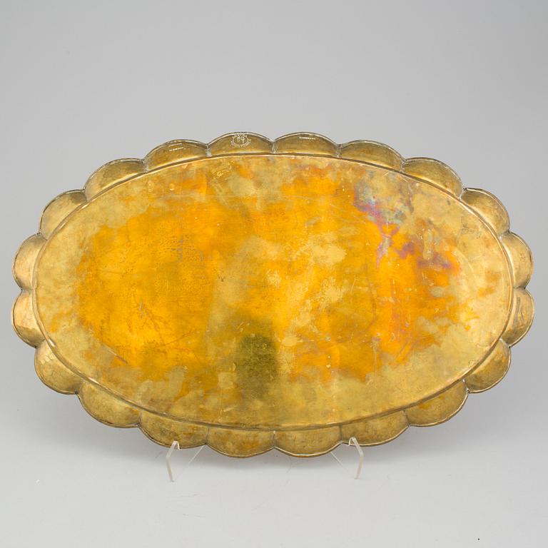 LARS HOLMSTRÖM, bricka, mässing, Arvika Konstsmide, 1900-talets mitt.