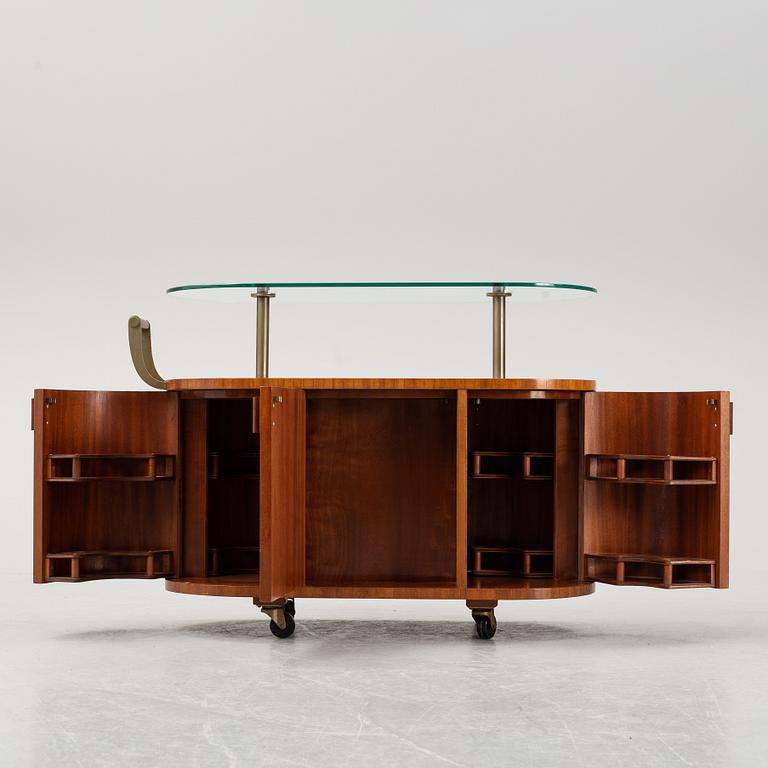 Birger Ekman, attributed to, a Swedish Modern bar-trolley by Mjölby Intarsia, 1930-1940's.