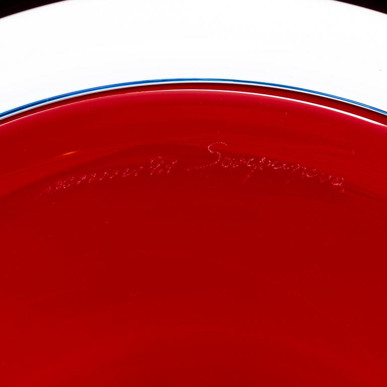 Timo Sarpaneva, a glass plate signed Venini 91 Sarpaneva.