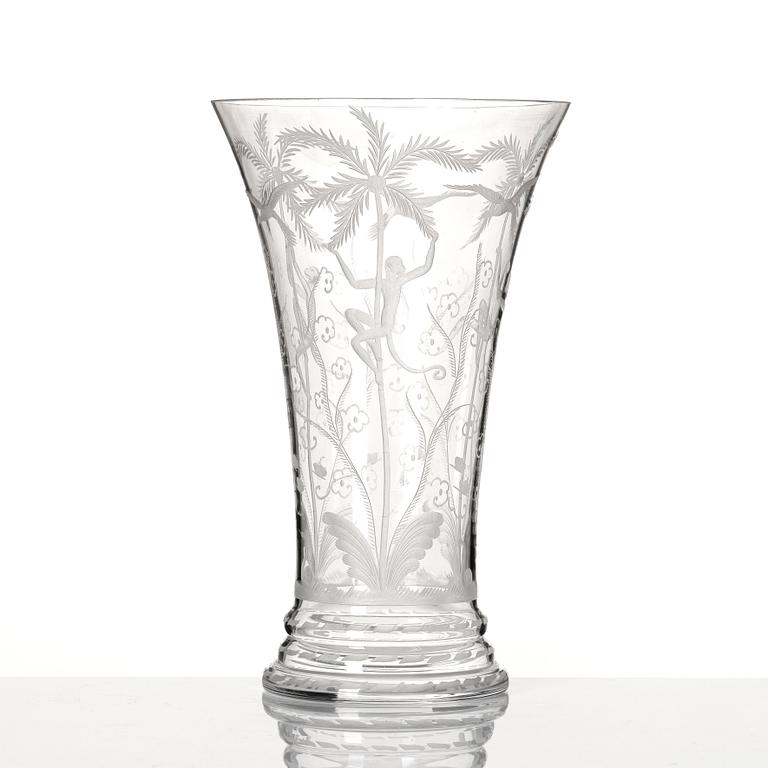 Edward Hald, an engraved glass vase 'Urskogen', Orrefors, Sweden, designed in 1923/24, executed in 1924.